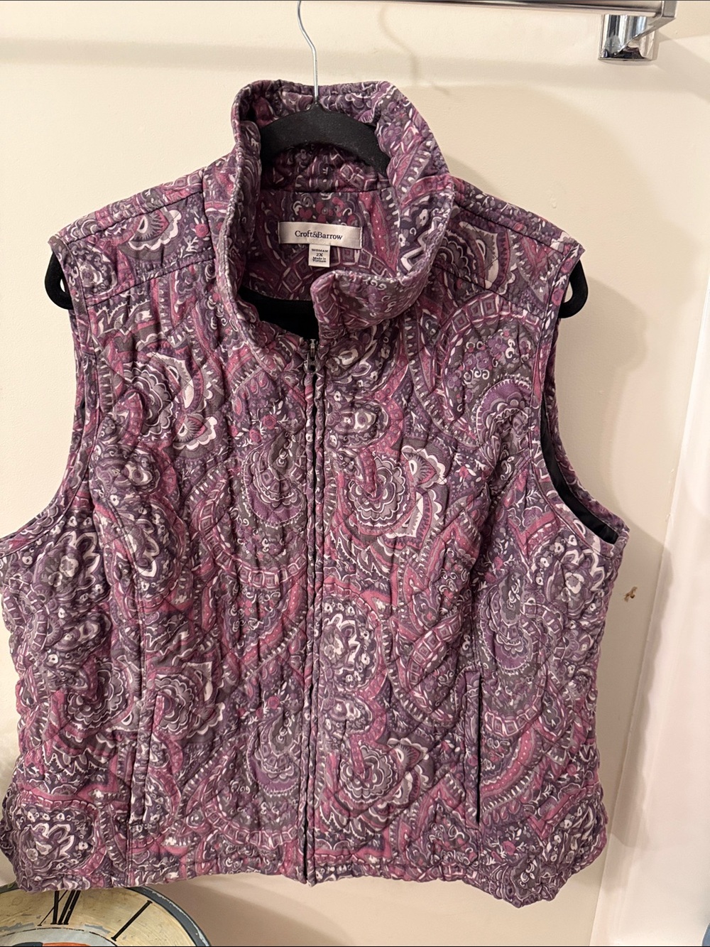 Vintage Croft and Barrow  Quilted Paisley Vest - Purple and grey